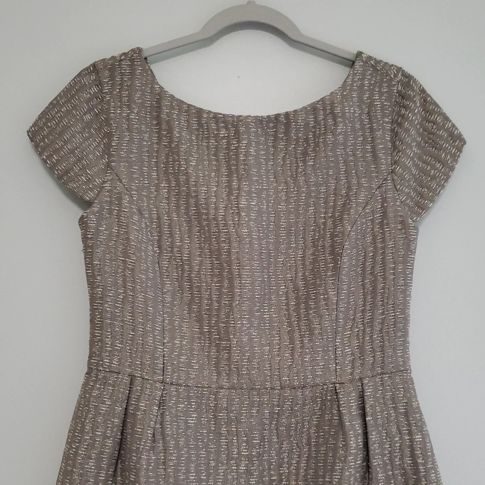 Helene Berman London Sheath Dress 10 Taupe V-Back Wedding Guest Cocktail Event